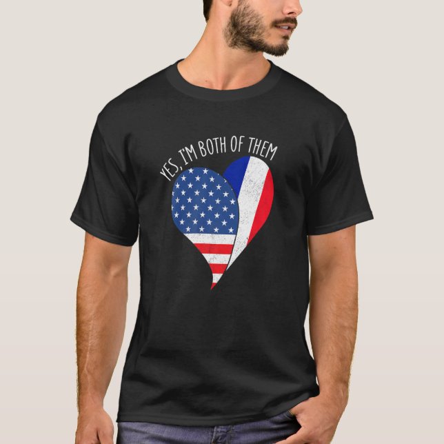 Camiseta Yes, I'm Both Of Them Half American Half French He (Frente)