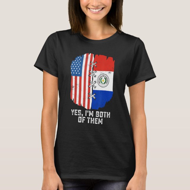 Camiseta Yes, I'm Both Of Them Half American Half Paraguaya (Frente)