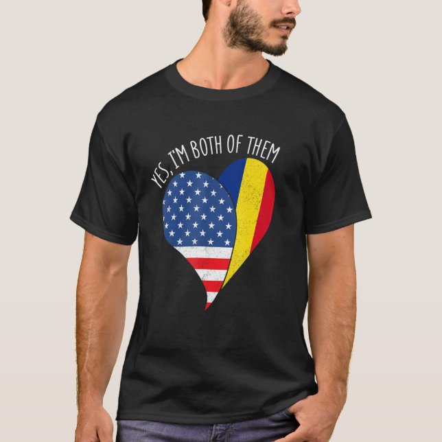 Camiseta Yes, I'm Both Of Them Half American Half Romanian  (Frente)