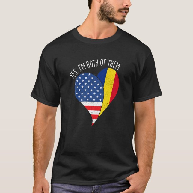 Camiseta Yes, I'm Both Of Them Half American Half Romanian  (Frente)
