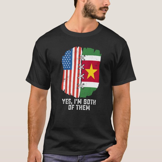 Camiseta Yes, I'm Both Of Them Half American Half Surinames (Frente)