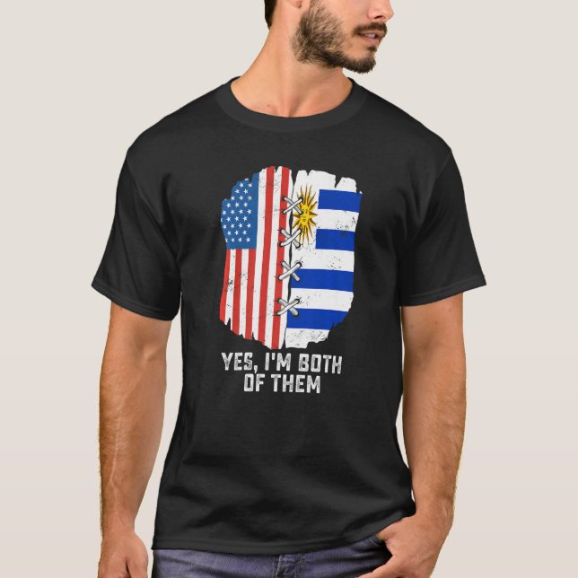 Camiseta Yes, I'm Both Of Them Half American Half Uruguayan (Frente)