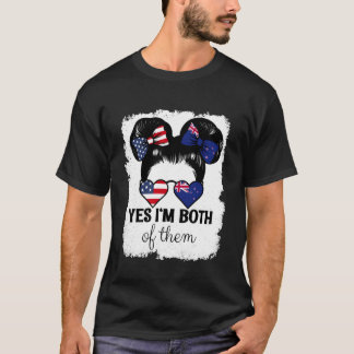 Camiseta Yes Im Both of Them USA and New Zealand Mix Girl H