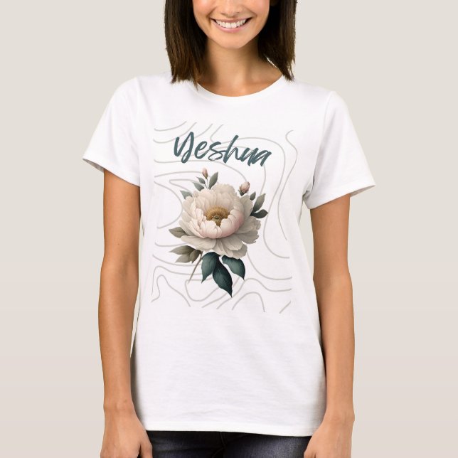 Camiseta Yeshua com fundo único de flores (Frente)