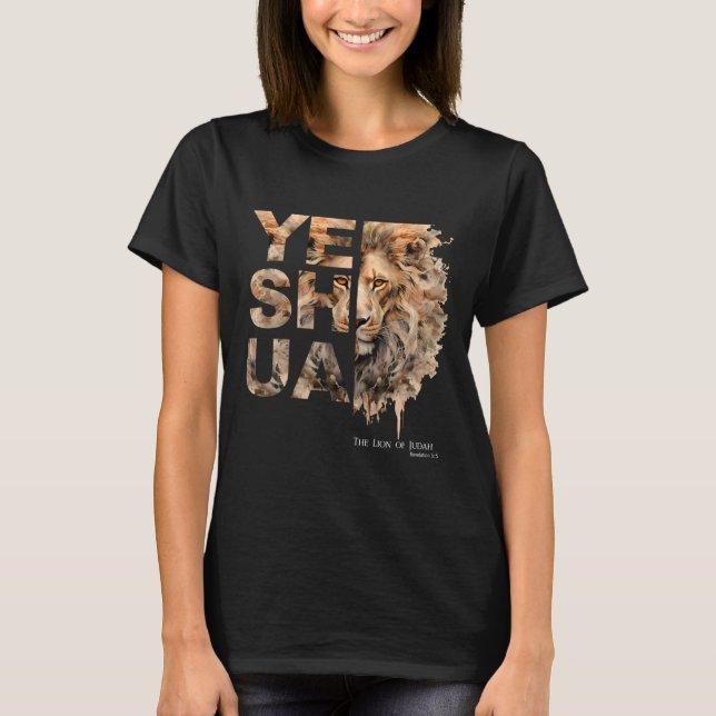 Camiseta Yeshua, Leão de Judá, Jesus, Deus, Versículo Bíbli (Frente)