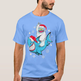 Camiseta Yeti Para A Festa De Shark Santa Hat Natal Pajama 