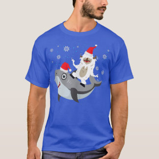 Camiseta Yeti Para A Festa De Shark Santa Hat Natal Pajama 