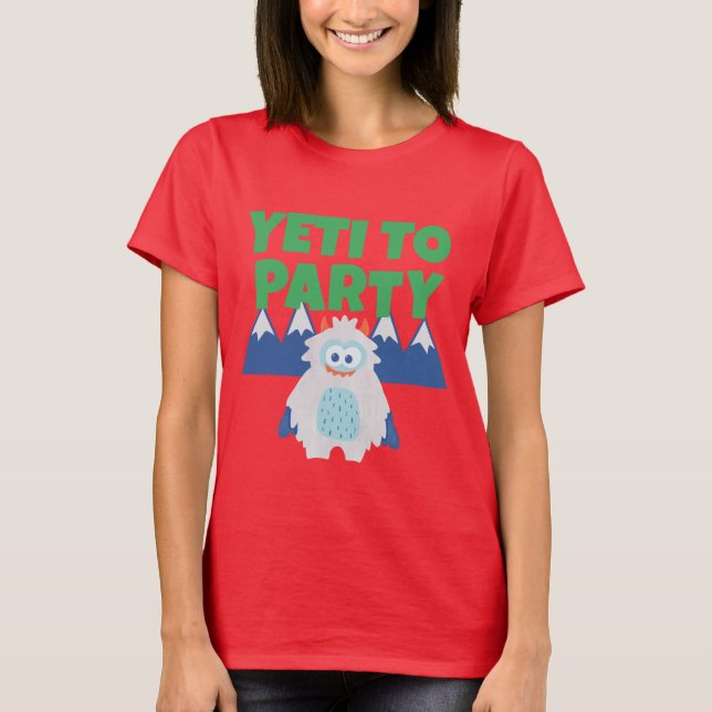 Camiseta Yeti Para O Natal Do Adulto Da Festa (Frente)