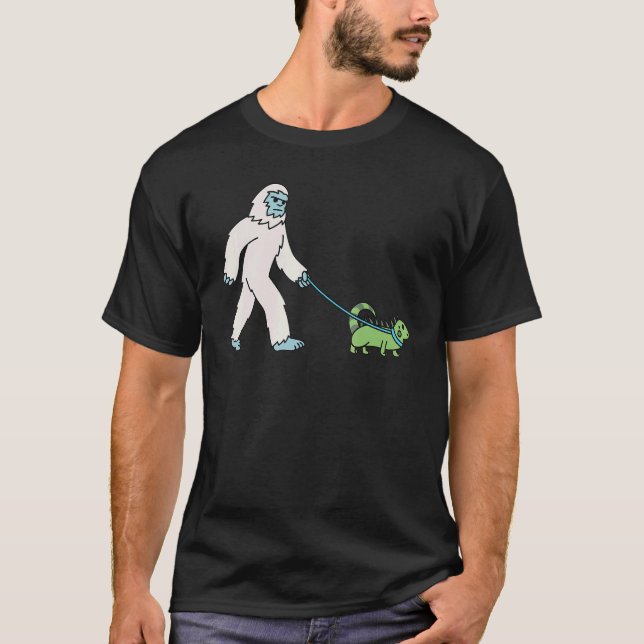Camiseta Yeti Walking Iguana Reptile Cryptozoology Pet (Frente)