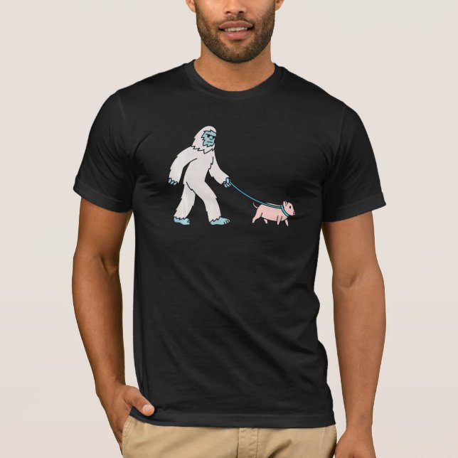 Camiseta Yeti Walking Mini Pet De Criptozoologia De Porco (Frente)