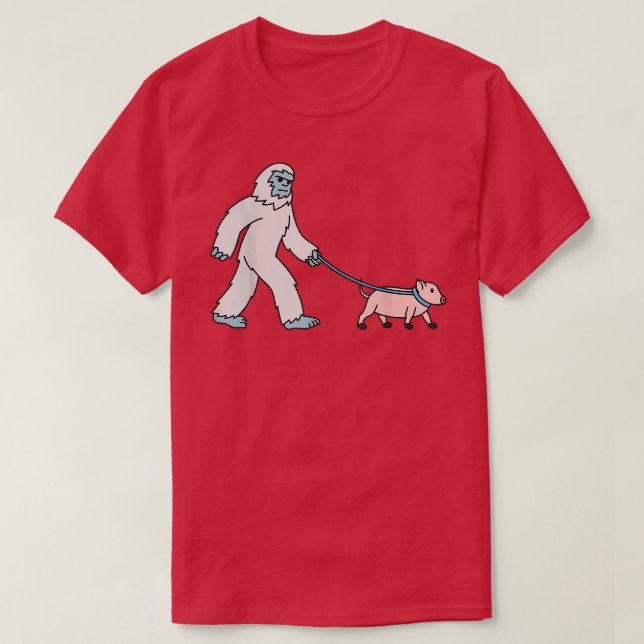 Camiseta Yeti Walking Mini Pig Cryptozoology Pet 5775 (Frente do Design)