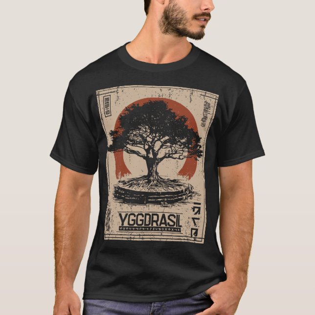 Camiseta YGGDRASIL Norse Poster | Retro (Frente)