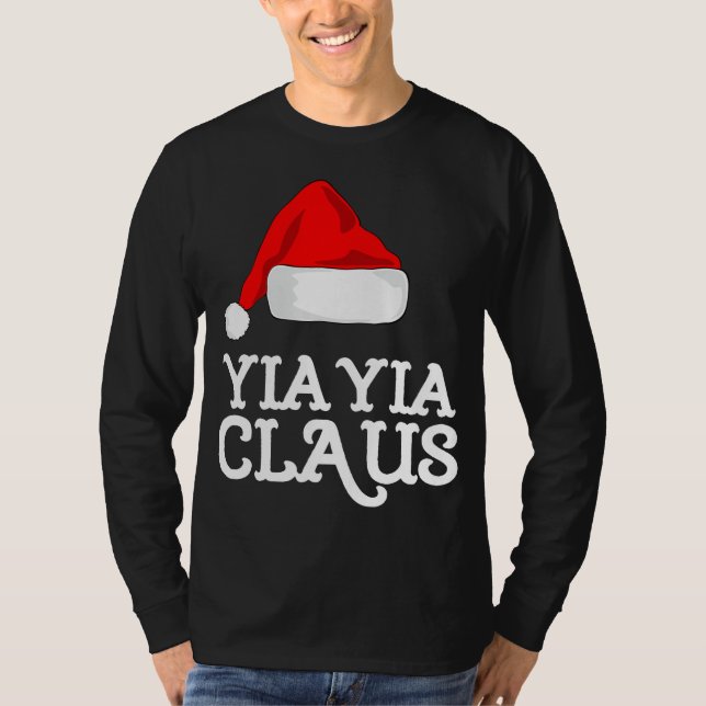 Camiseta Yia-Yia Claus Christmas Hat Group Matching Paja (Frente)