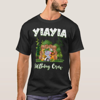 Camiseta Yiayia Birthday Crew Zoo Bday Safari Party Celebra