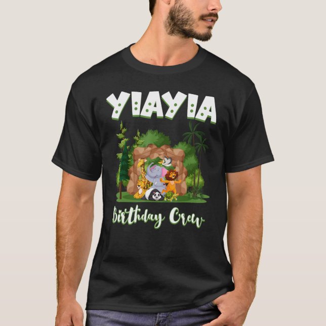 Camiseta Yiayia Birthday Crew Zoo Bday Safari Party Celebra (Frente)