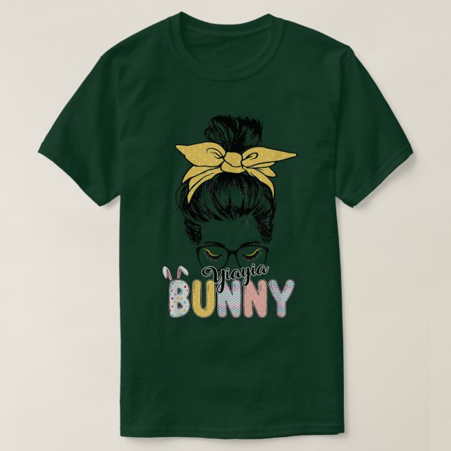 Camiseta Yiayia Bunny Messny Páscoa da Família Bun Day  (Frente do Design)