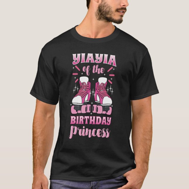 Camiseta Yiayia do Aniversário Princesa Roller Skates Skat (Frente)