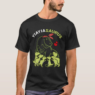 Camiseta Yiayiasaurus Yiayia 6 Crianças Dinossauro Dia da M