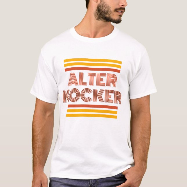 Camiseta Yiddish Humoroso, Alter Kocker, Velho (Frente)