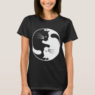 Camiseta Yin Black White Cat e Yang T-shirt para Mulheres e