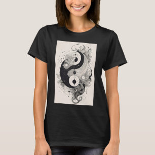 Camiseta Yin e Yang Arte Gráfica Espiritual de Ioga Meditaç
