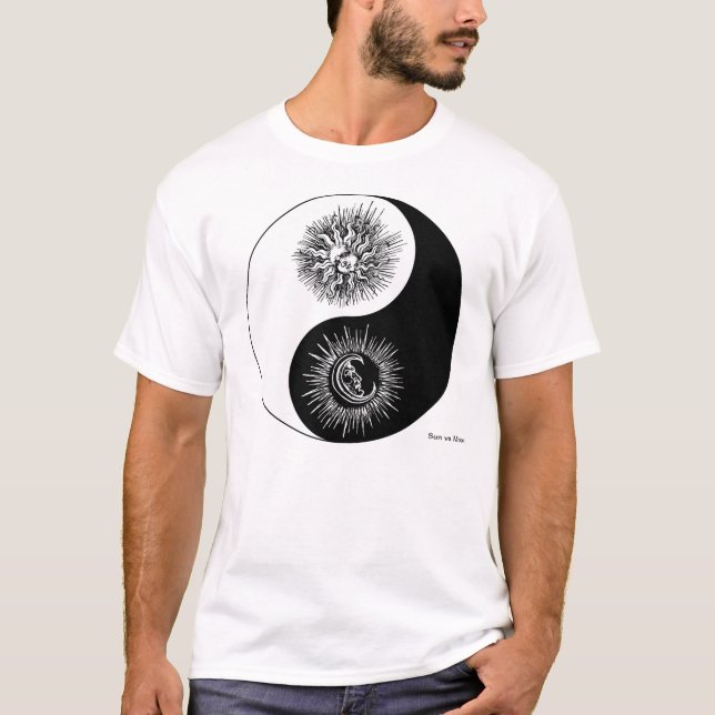 Camiseta Yin e yang assinam - Sun contra o t-shirt da lua (Frente)