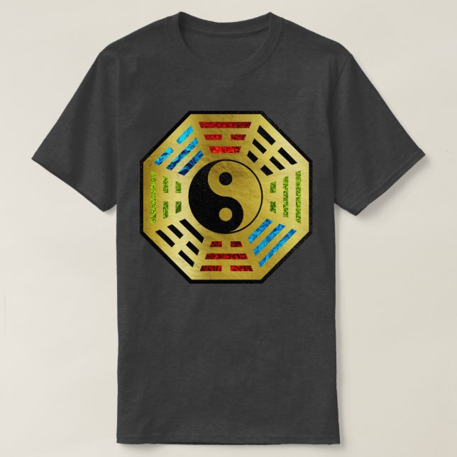 Camiseta Yin e Yang Bagua Feng shui hieroglyphs (Frente do Design)