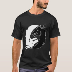 Camiseta Yin e Yang Black White Asian Fantasy Dragon Mito