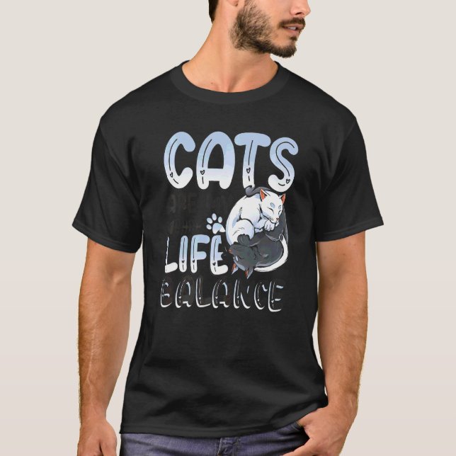 Camiseta Yin E Yang Cats Equilíbrio De Vida Gato 2 (Frente)
