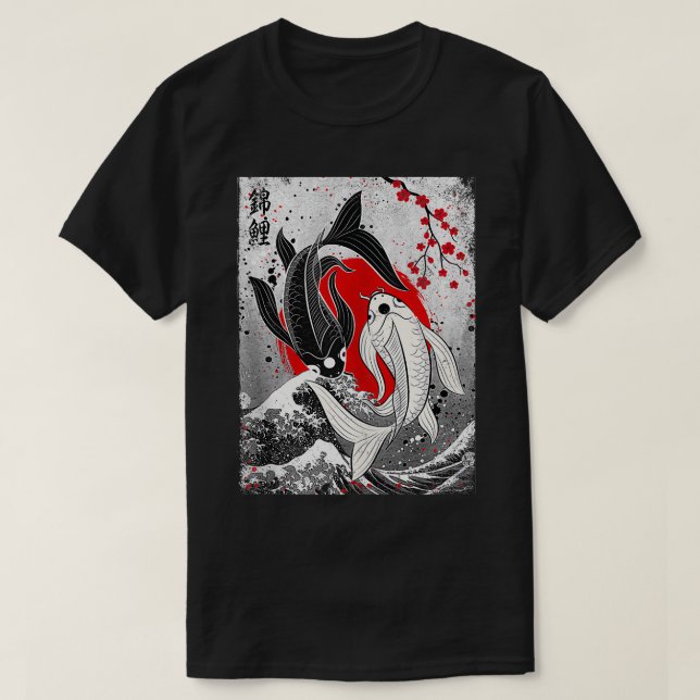 Camiseta Yin E Yang Japonês Koi Fish 1 (Frente do Design)