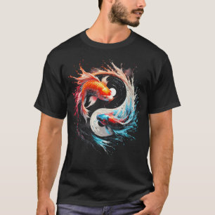 Camiseta Yin E Yang Japoneses O Gráfico De Arte De Peixe Ko