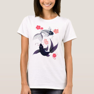 Camiseta Yin e Yang Koi e Cherry Blossoms Shirts