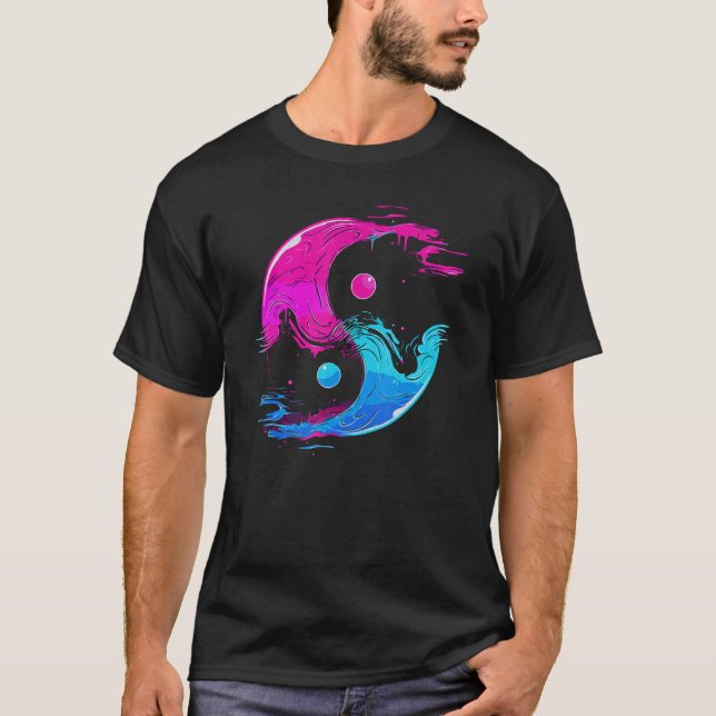 Camiseta Yin e Yang Qi Gong Tai Chi Synthwave Fusion Wate (Frente)