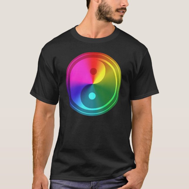 Camiseta Yin espiritual Yang - design do arco-íris (Frente)
