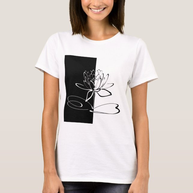 Camiseta Yin Yang Black White Lotus Blossom (Frente)