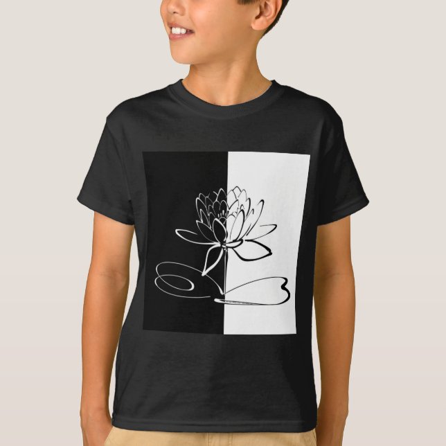Camiseta Yin Yang Black White Lotus Blossom (Frente)