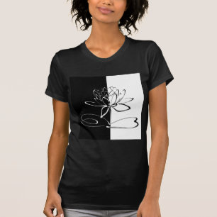 Camiseta Yin Yang Black White Lotus Blossom