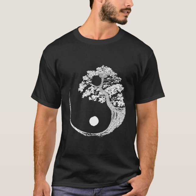 Camiseta Yin Yang Bonsai Tree Japonês Budista Zen (Frente)