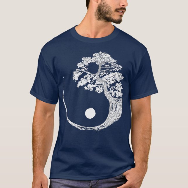 Camiseta Yin Yang Bonsai Tree Japonês Budista Zen (2) (Frente)