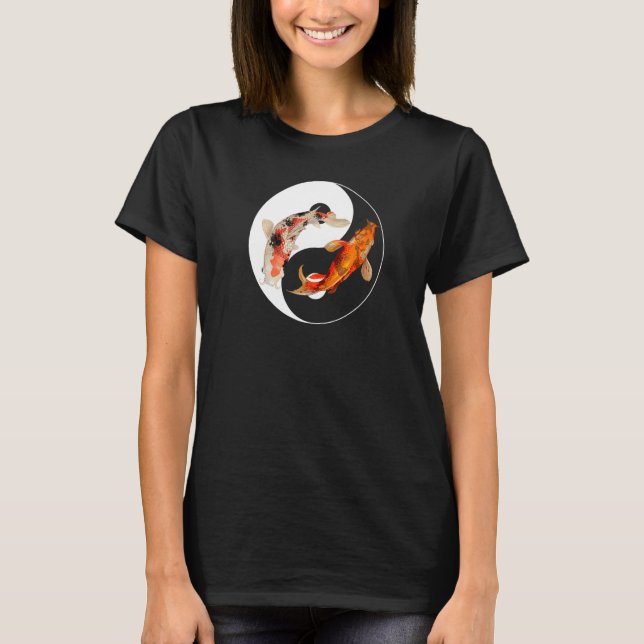 Camiseta Yin Yang Carp Balance Taijitu Japanese Nishikigoi  (Frente)