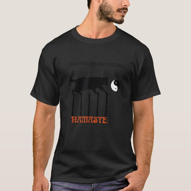 Camiseta Yin Yang Cat Com Unalome E Namaste (Frente)