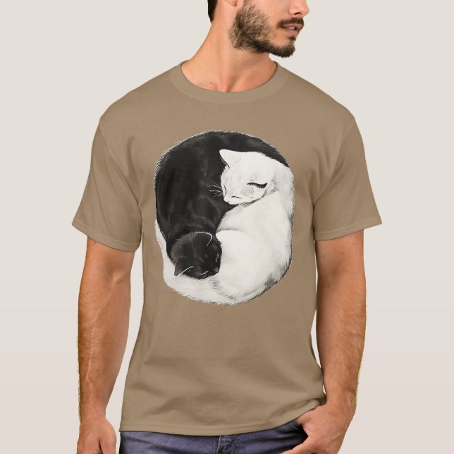 Camiseta Yin Yang Cat Lover Cat Mom Men Women Kids Funny Ca (Frente)