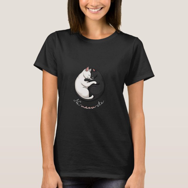 Camiseta Yin Yang Cat Na-meow-ste I Love Cats Yoga Peace Na (Frente)