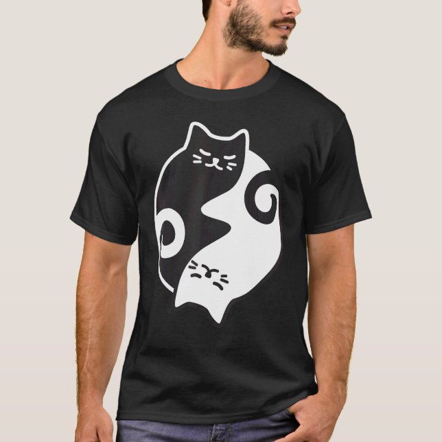 Camiseta Yin Yang Cat Yoga Meditação Exercício Mãe (Frente)
