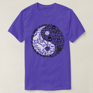 Camiseta Yin Yang Cats, preto, branco, zen