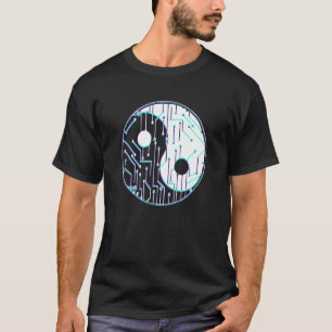 Camiseta Yin Yang Com Efeito De Falha Em Chip E V Computado