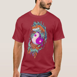 Camiseta Yin Yang com Red Koi Fish Premium
