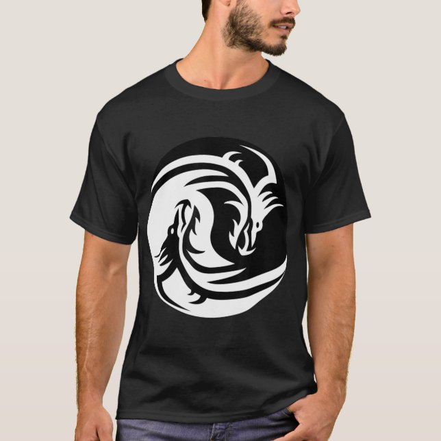 Camiseta Yin Yang Dragon Visto de Balança de Vida Homens Mu (Frente)