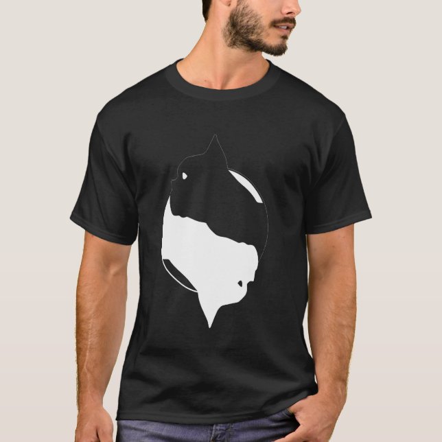 Camiseta Yin Yang French Bulldog Funny Frenchie Símbolo Med (Frente)