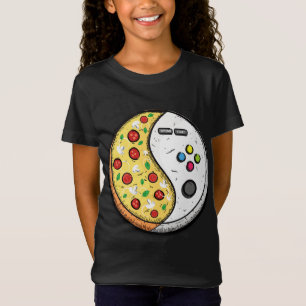 Camiseta Yin Yang Gaming e Pizza para Jogadores e Meninos